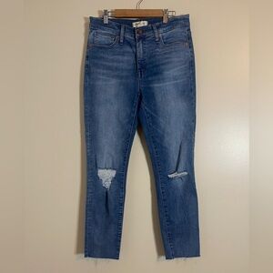 Madewell Jeans Womens Size 28 Blue 9" Mid Rise Skinny Distressed Denim Bottoms